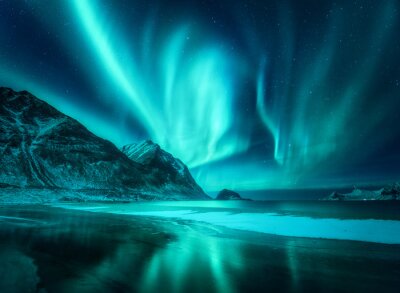 Fototapete Nachthimmel über Norwegen