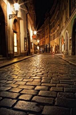 Fototapete Nächtliche Gasse in Prag