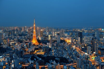 Nächtliches Panorama von Tokio Asien