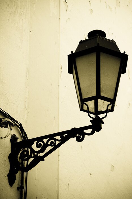 Fototapete Nahaufnahme von schwarzer Laterne