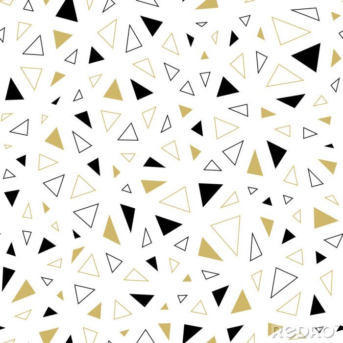 Fototapete Nahtlose abstrakte Vektor-Muster mit Schwarz-und Gold-Dreiecke