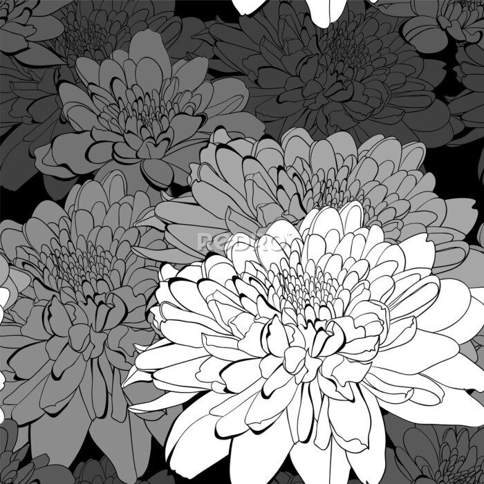 Fototapete Nahtlose Muster mit vielen Blumen