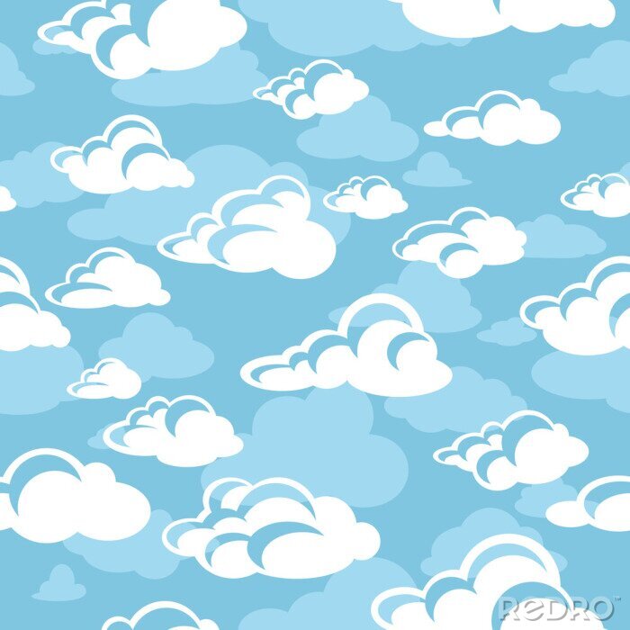 Fototapete nahtlose Muster mit Wolken