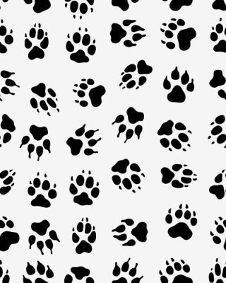 Nahtlose Muster von Druck von Hunde Pfoten auf einem weißen Hintergrund