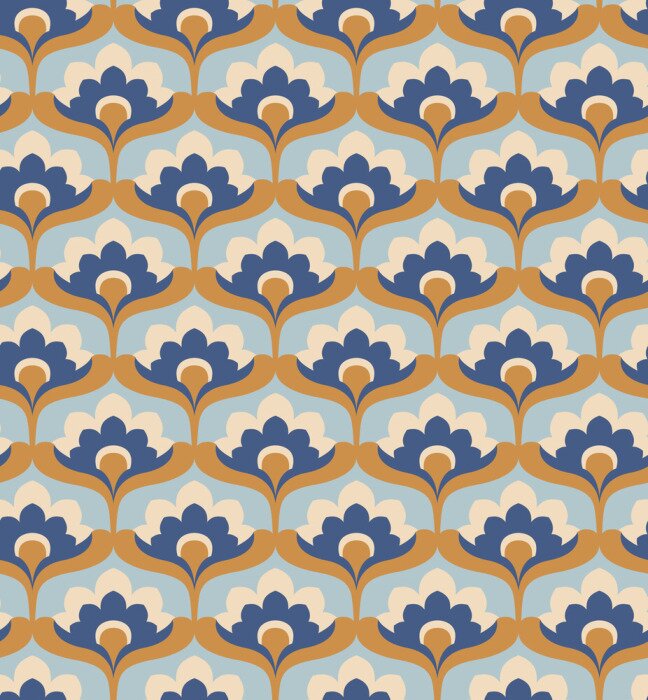 Fototapete Nahtlose Vintage Blumenmuster