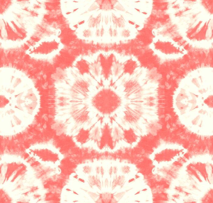 Fototapete Nahtloses Muster, gefärbtes Gewebe der abstrakten Bindung der Indigofarbe auf weißer Baumwolle. Handbemalte Stoffe. Shibori Färben