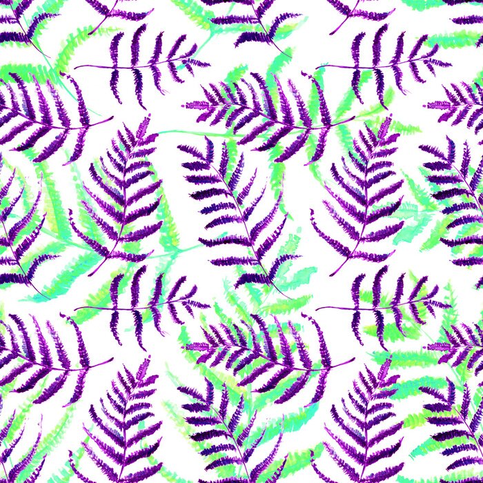 Fototapete Nahtloses realistisches Aquarell-Grün-Muster. Sommer, Frühling Forest Herbs, Pflanzen Textur. Laub im Vintage-Stil. Natur Eco freundliches Konzept. Textil