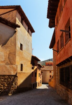 Fototapete Narrow street of old town in summer day. Albarracin, Aragon