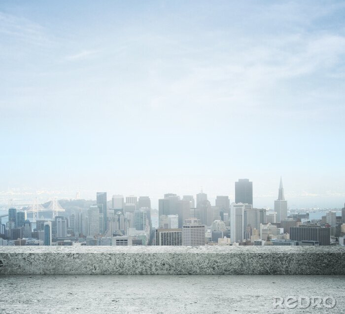 Fototapete Nebliger Blick auf Stadt