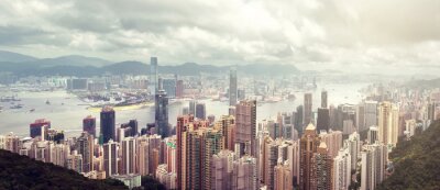 Nebliges Panorama von Hongkong