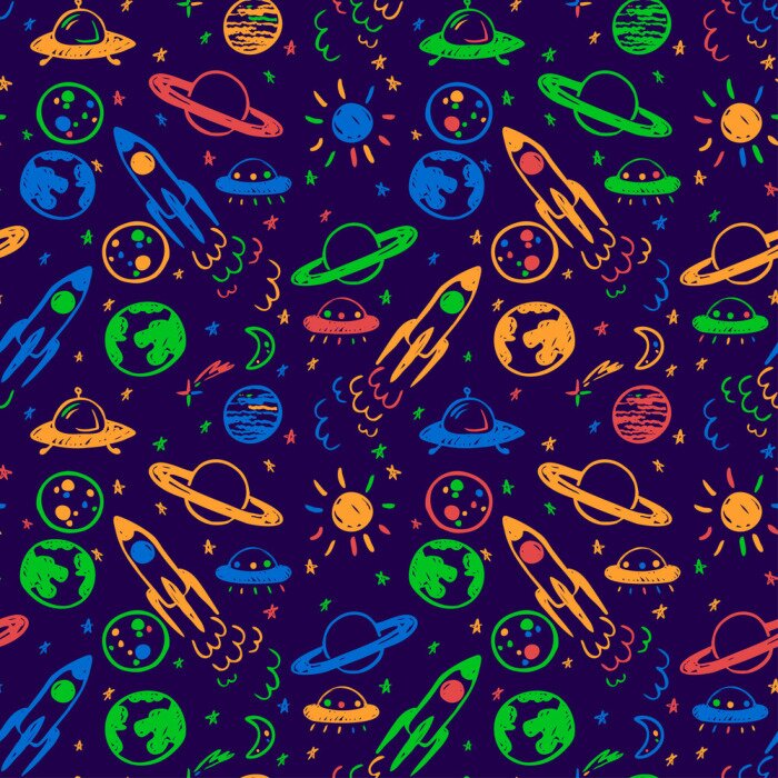 Fototapete Neon-Weltraum