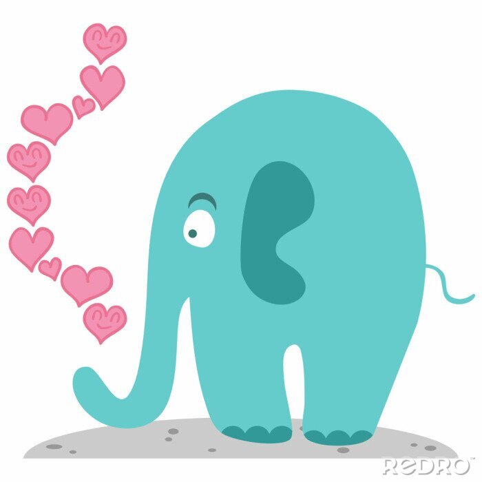 Fototapete Netter Elefant in liebe romantische Illustration