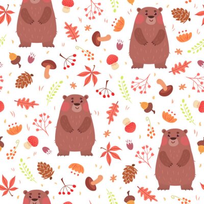 Nettes nahtloses Muster mit Bären im Wald
