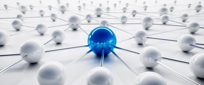 Fototapete Netzwerk aus verbundenen Kugeln