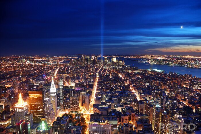 Fototapete New York City Luftbild in der Nacht