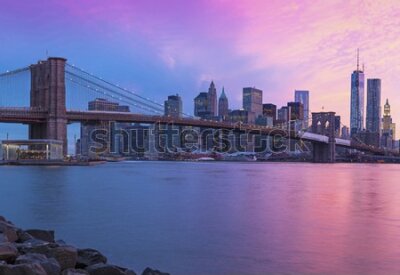 Fototapete New York City Manhattan panorama at sunset 