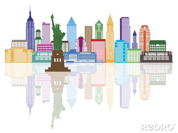 Fototapete New York City Skyline Farbgrafik