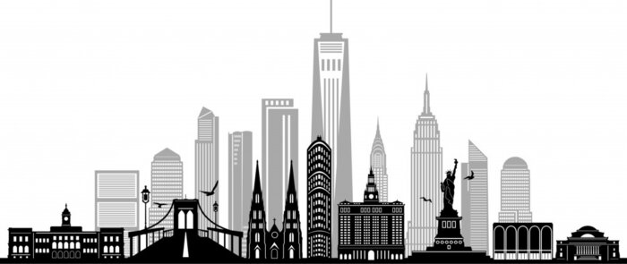Fototapete NEW YORK City Skyline Silhouette Cityscape Vector