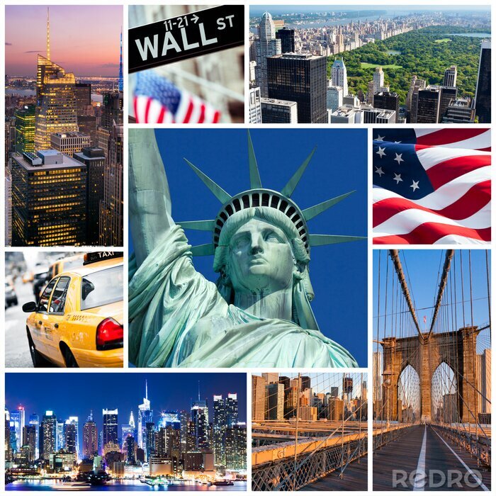 Fototapete New York Collage mit Symbolen