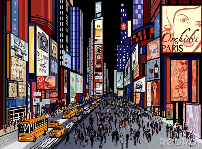 Fototapete New York - Nachtansicht des Times Square