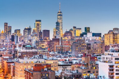 Fototapete New York, New York cityscape at dusk