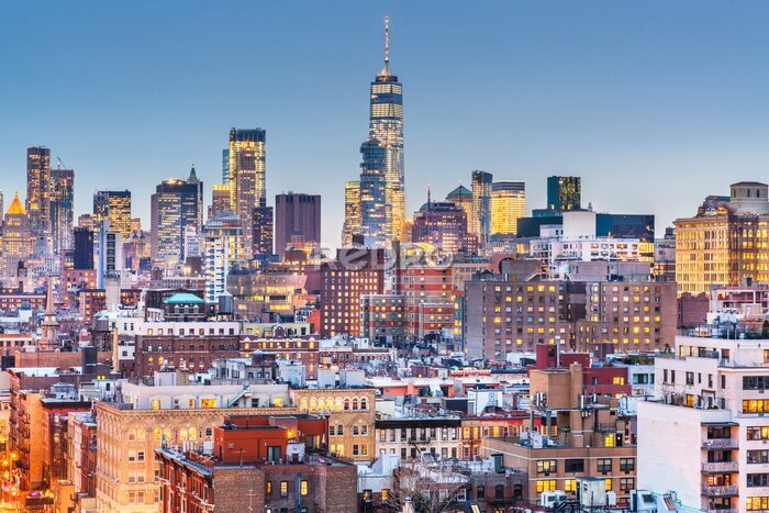 Fototapete New York, New York cityscape at dusk