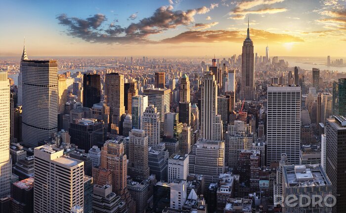 Fototapete New York-Panorama mit Wolkenkratzern