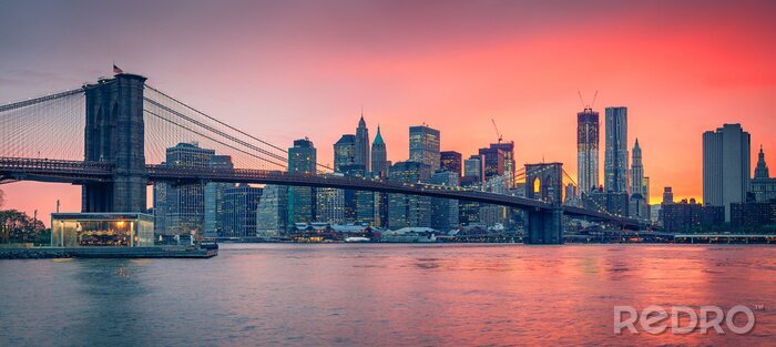 Fototapete New York Skyline und Sonnenuntergang