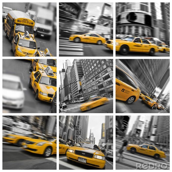 Fototapete New Yorker gelbe Taxis Collage