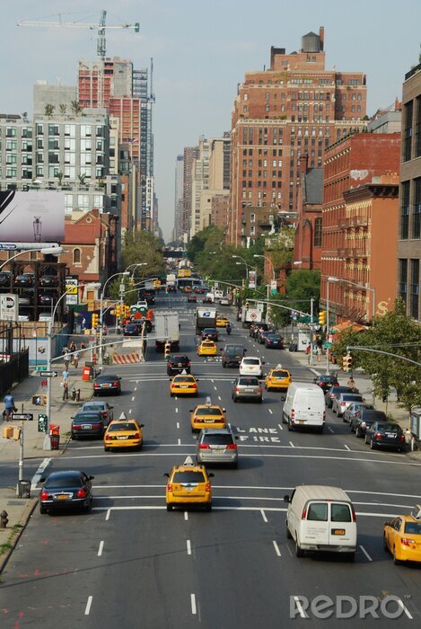Fototapete New Yorker Stadtteil mit Taxis