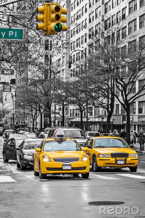 Fototapete New Yorker Taxis im Winter