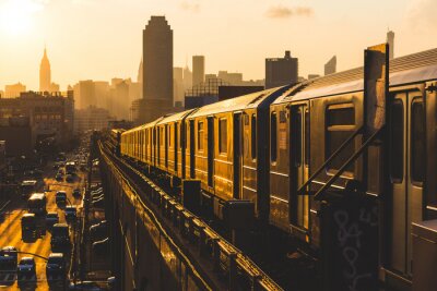 Fototapete New Yorker Zug auf Überführung