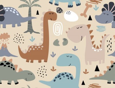 Niedliche Dinosaurier im skandinavischen Stil