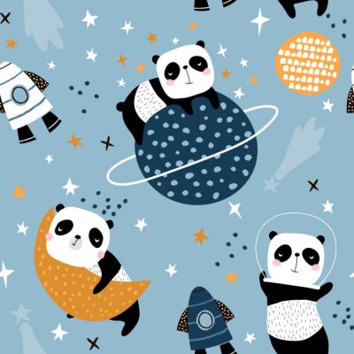 Niedliche Pandas im Weltraum