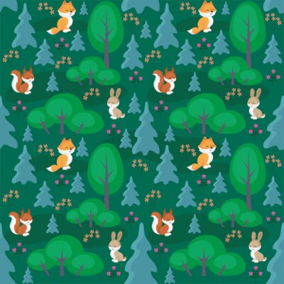 Niedliche Tiere im Wald für Kinder