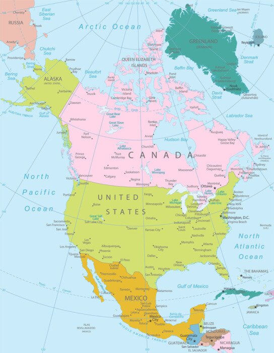 Fototapete Nordamerika auf der Erdkugel