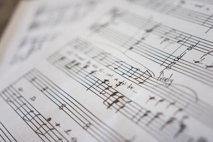 Fototapete Noten schwarz-weiß