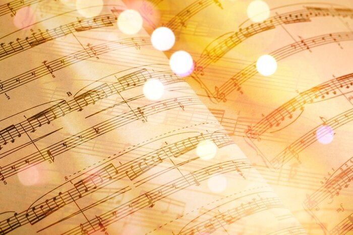 Fototapete Notenheft im Licht