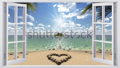 Fototapete Offenes Fenster mit Meerblick