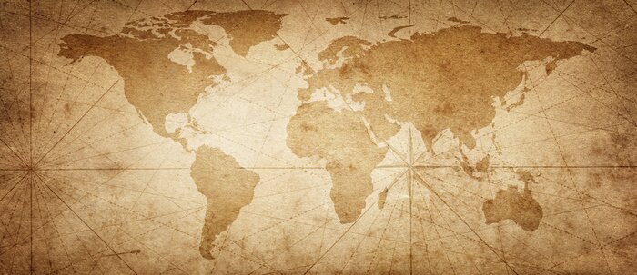 Fototapete Old map of the world on a old parchment background. Vintage style. Elements of this Image Furnished by NASA.