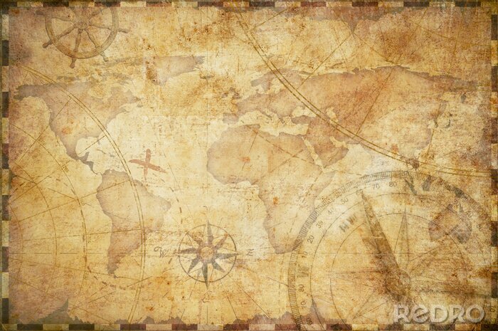 Fototapete old nautical treasure map background