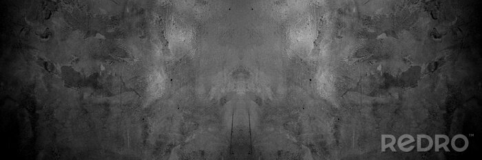 Fototapete Old wall texture cement dark black gray panorama background abstract grey color design are light with white gradient background.