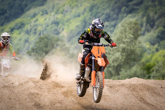 Fototapete Orange Geländemotorrad