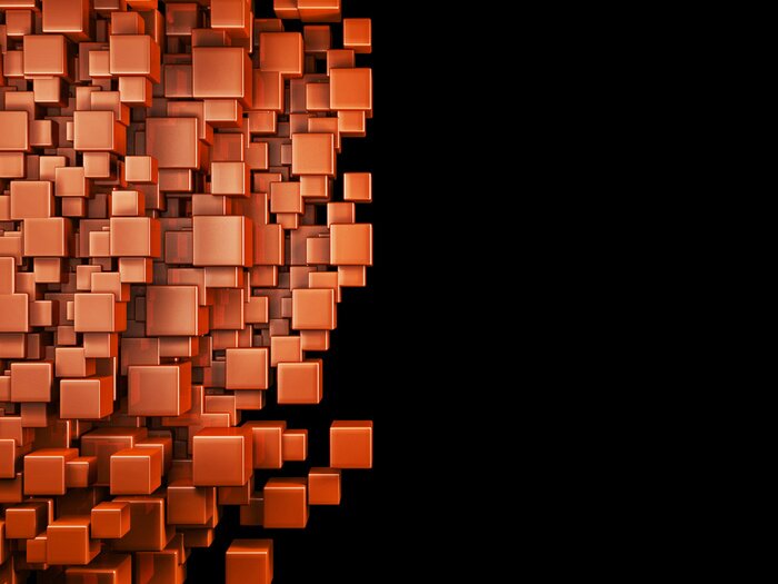 Fototapete Orange Würfel 3D