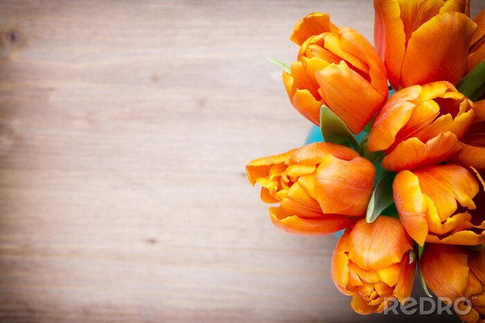 Fototapete Orangefarbene Tulpen in einem Strauß