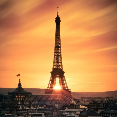 Fototapete Orangefarbener fließender Himmel in Paris