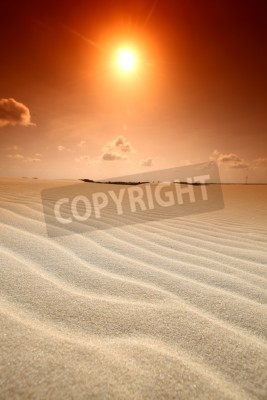 Fototapete Orangefarbener Himmel in der Wüste