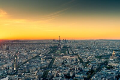 Fototapete Orangefarbener Sonnenuntergang in Paris