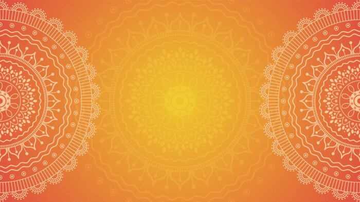 Fototapete Orangefarbenes Boho-Mandala