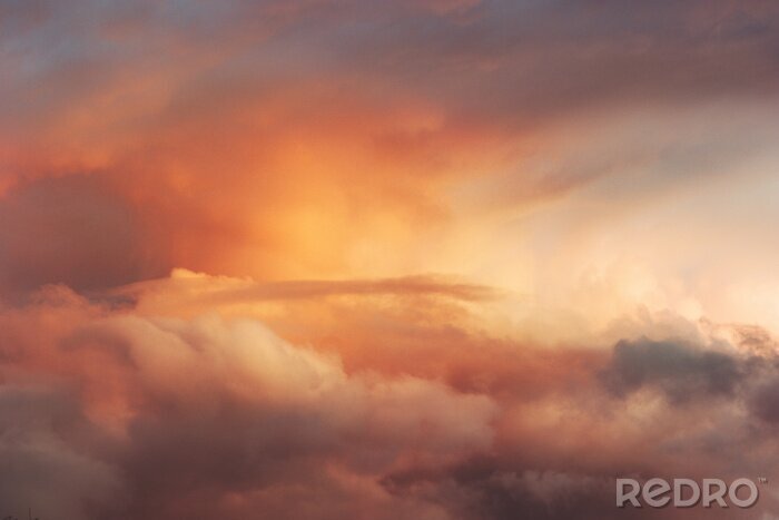 Fototapete Orangefarbenes Muster mit Wolken